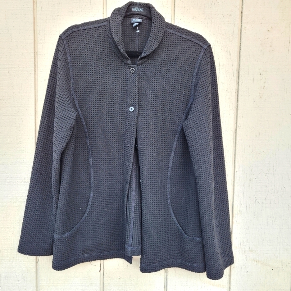 Eileen Fisher Honeycomb button up sweater Sz L